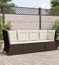 Garten-Ecksofa mit Kissen Braun Poly Rattan