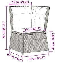 Garten-Ecksofa mit Kissen Braun Poly Rattan