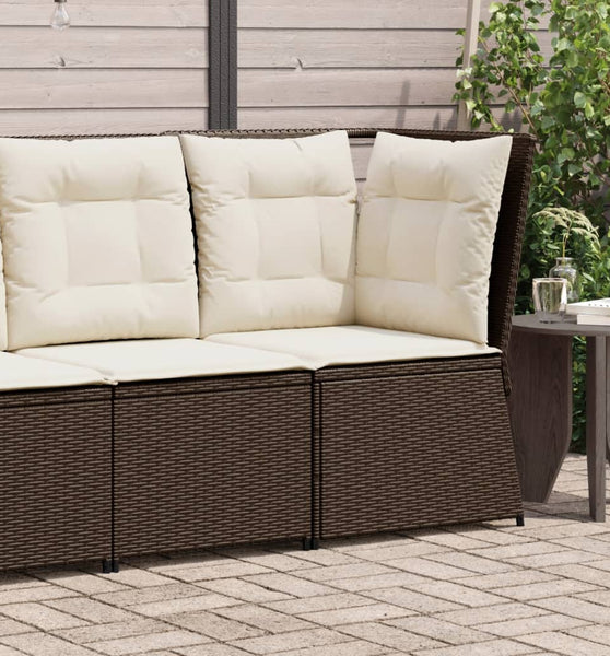 Garten-Ecksofa mit Kissen Braun Poly Rattan