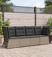 Garten-Ecksofa mit Kissen Grau Poly Rattan