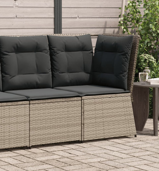 Garten-Ecksofa mit Kissen Grau Poly Rattan