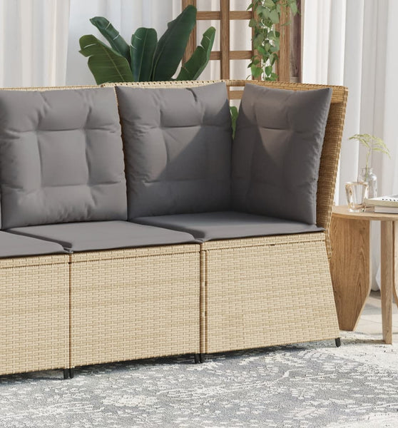 Garten-Ecksofa mit Kissen Beige Poly Rattan