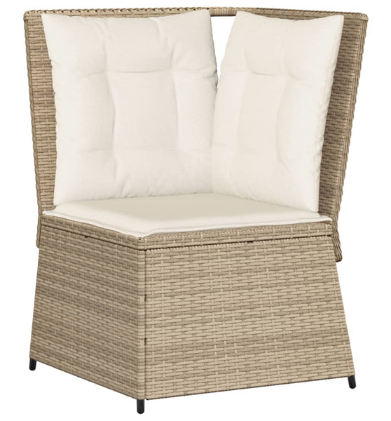 Garten-Ecksofa mit Kissen Beige Poly Rattan