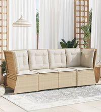 Garten-Ecksofa mit Kissen Beige Poly Rattan