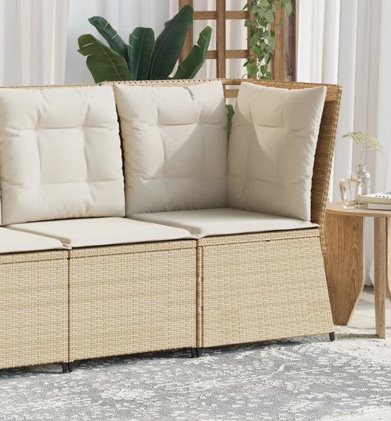 Garten-Ecksofa mit Kissen Beige Poly Rattan