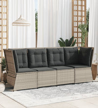 Garten-Ecksofa mit Kissen Hellgrau Poly Rattan