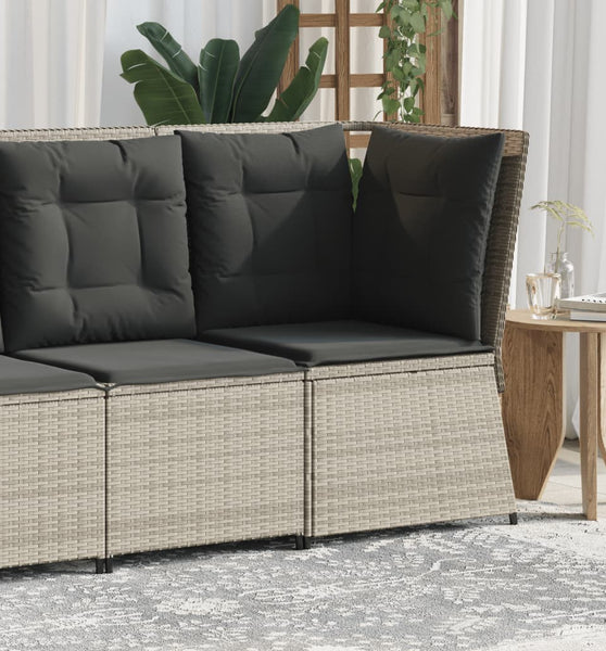 Garten-Ecksofa mit Kissen Hellgrau Poly Rattan