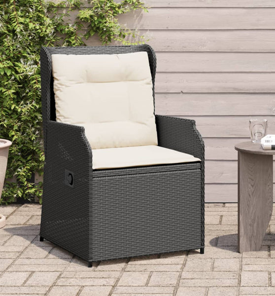 Gartensessel mit Kissen 2 Stk. Verstellbar Schwarz Poly Rattan