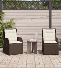 Gartensessel mit Kissen 2 Stk. Verstellbar Braun Poly Rattan