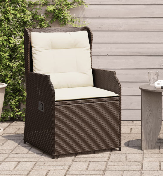 Gartensessel mit Kissen 2 Stk. Verstellbar Braun Poly Rattan