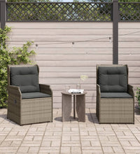 Gartensessel mit Kissen 2 Stk. Verstellbar Grau Poly Rattan