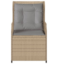 Gartensessel mit Kissen 2 Stk. Verstellbar Beige Poly Rattan