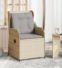 Gartensessel mit Kissen 2 Stk. Verstellbar Beige Poly Rattan