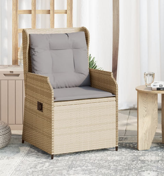 Gartensessel mit Kissen 2 Stk. Verstellbar Beige Poly Rattan