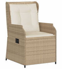 Gartensessel mit Kissen 2 Stk. Verstellbar Beige Poly Rattan