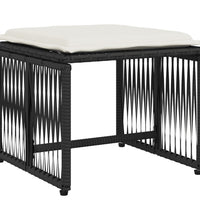 7-tlg. Garten-Essgruppe mit Kissen Schwarz Poly Rattan