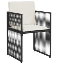 7-tlg. Garten-Essgruppe mit Kissen Schwarz Poly Rattan