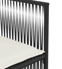 7-tlg. Garten-Essgruppe mit Kissen Schwarz Poly Rattan