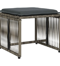 7-tlg. Garten-Essgruppe mit Kissen Grau Poly Rattan