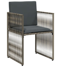 7-tlg. Garten-Essgruppe mit Kissen Grau Poly Rattan