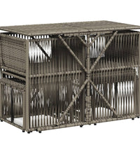 7-tlg. Garten-Essgruppe mit Kissen Grau Poly Rattan