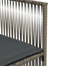 7-tlg. Garten-Essgruppe mit Kissen Grau Poly Rattan