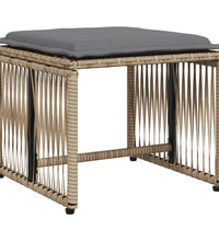 7-tlg. Garten-Essgruppe mit Kissen Beige Poly Rattan