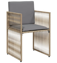 7-tlg. Garten-Essgruppe mit Kissen Beige Poly Rattan