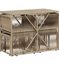 7-tlg. Garten-Essgruppe mit Kissen Beige Poly Rattan