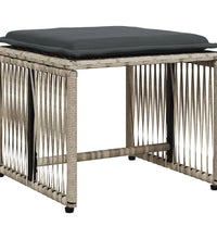 7-tlg. Garten-Essgruppe mit Kissen Hellgrau Poly Rattan