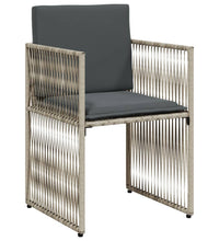 7-tlg. Garten-Essgruppe mit Kissen Hellgrau Poly Rattan