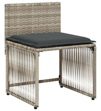 7-tlg. Garten-Essgruppe mit Kissen Hellgrau Poly Rattan