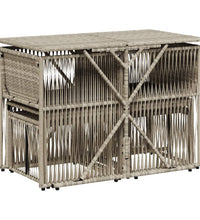 7-tlg. Garten-Essgruppe mit Kissen Hellgrau Poly Rattan