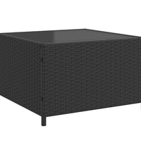 Gartensofa in L-Form mit Tisch und Kissen Schwarz Poly Rattan