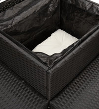 Gartensofa in L-Form mit Tisch und Kissen Schwarz Poly Rattan
