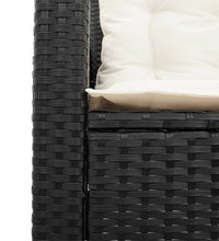 Gartensofa in L-Form mit Tisch und Kissen Schwarz Poly Rattan