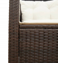 Gartensofa in L-Form mit Tisch und Kissen Braun Poly Rattan