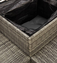 Gartensofa in L-Form mit Tisch und Kissen Grau Poly Rattan