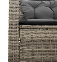 Gartensofa in L-Form mit Tisch und Kissen Grau Poly Rattan