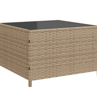 Gartensofa in L-Form mit Tisch und Kissen Beige Poly Rattan