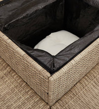 Gartensofa in L-Form mit Tisch und Kissen Beige Poly Rattan
