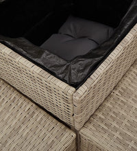 Gartensofa in L-Form mit Tisch und Kissen Hellgrau Poly Rattan