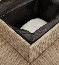 Gartensofa in L-Form mit Tisch und Kissen Beige Poly Rattan