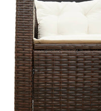 Gartensofa in L-Form mit Tisch und Kissen Braun Poly Rattan