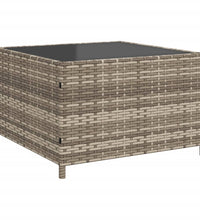 Gartensofa in L-Form mit Tisch und Kissen Grau Poly Rattan