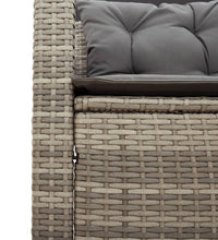 Gartensofa in L-Form mit Tisch und Kissen Grau Poly Rattan