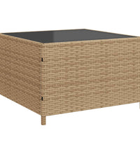 Gartensofa in L-Form mit Tisch und Kissen Beige Poly Rattan