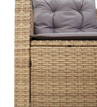 Gartensofa in L-Form mit Tisch und Kissen Beige Poly Rattan