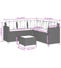 Gartensofa in L-Form mit Tisch und Kissen Beige Poly Rattan