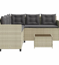 Gartensofa in L-Form mit Tisch und Kissen Hellgrau Poly Rattan